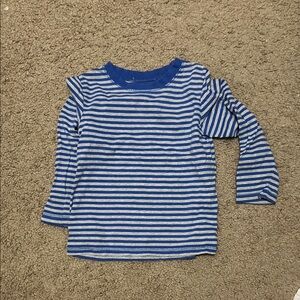 Okie Dokie Blue and White Striped Long Sleeve Tee